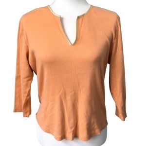 Talbots Top Orange V-Neck Size LP